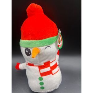 A&A Global Christmas Wink Snowman Plush Toy w/ Red Hat and Scarf